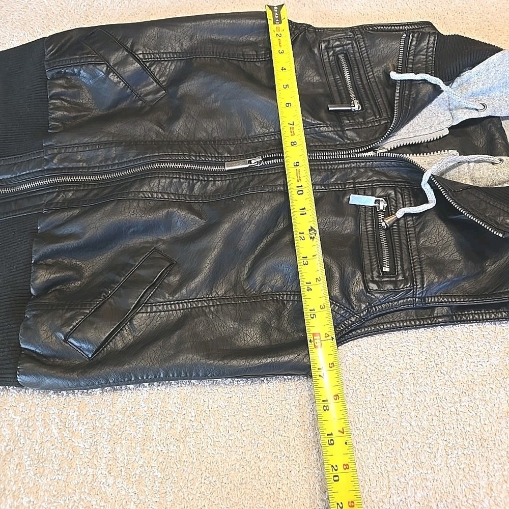 Vanity Hooded Leather Look Double Zip‎ Vest Black/gray Juniors/teens M Y2K 90s - Picture 9 of 14